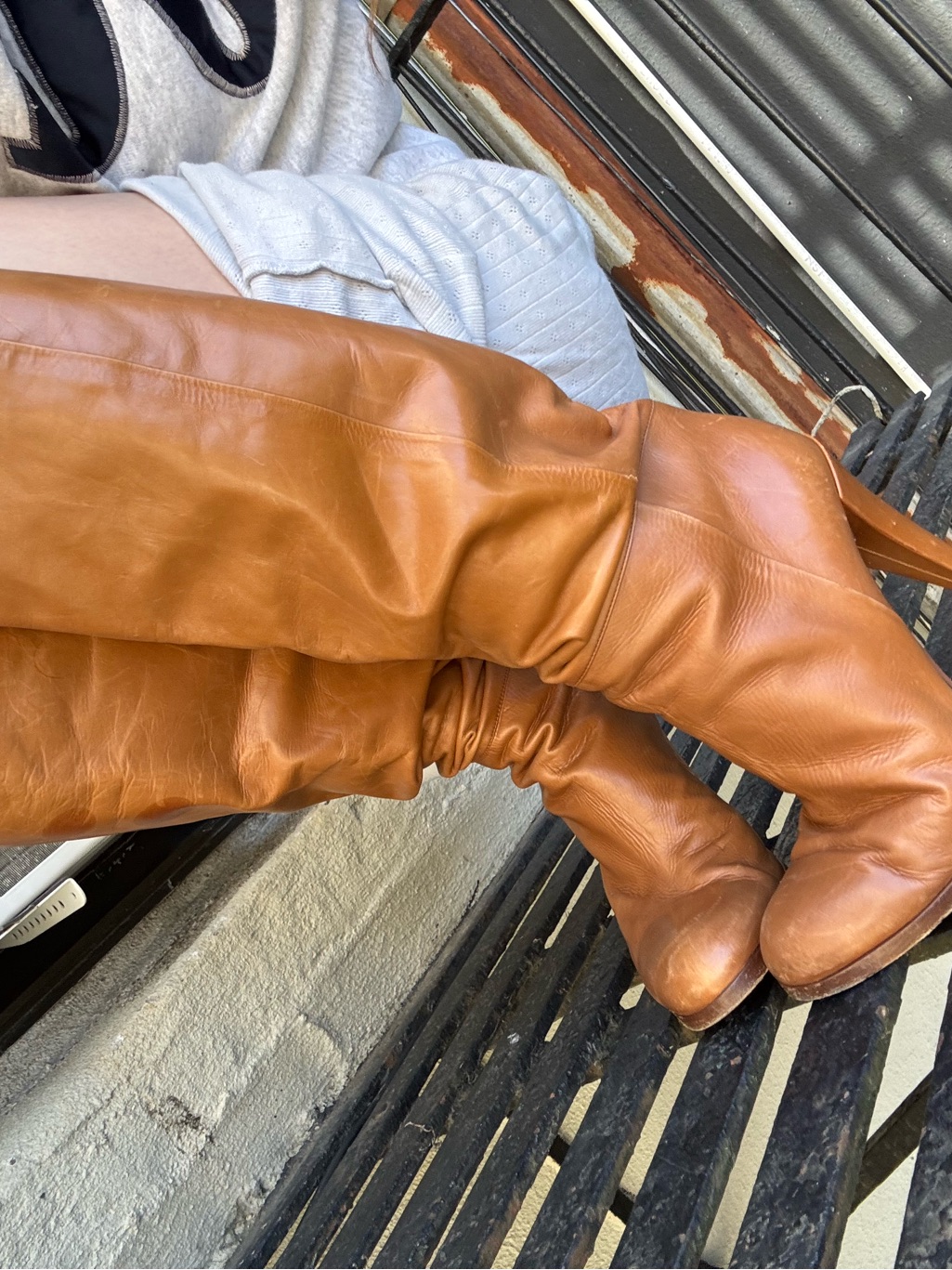 Authentic Gucci Tall Cognac Leather Over-The-Knee Brown Boots